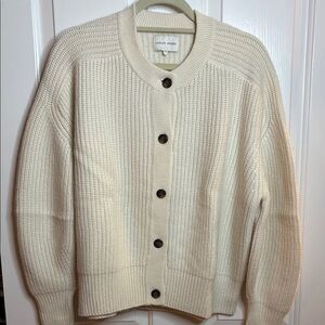 EUC LOULOU STUDIO women’s Harebells ribbed cashmere cardigan Ivory sz small